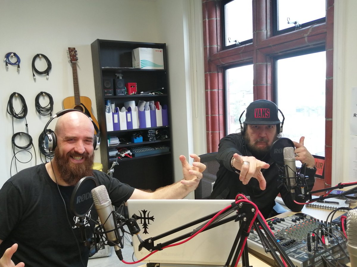 ned_hassan's tweet photo. Great to be back at the wonderful @FlorrieRadio for a Metal on Merseyside special with @Coop_Speaks and @Jjkrazy Check out the show this Sunday at 9pm for music from @NovacrowBand @Videonastiesuk @CarcassBand @loatheasone and more https://t.co/UVxRVleRFz