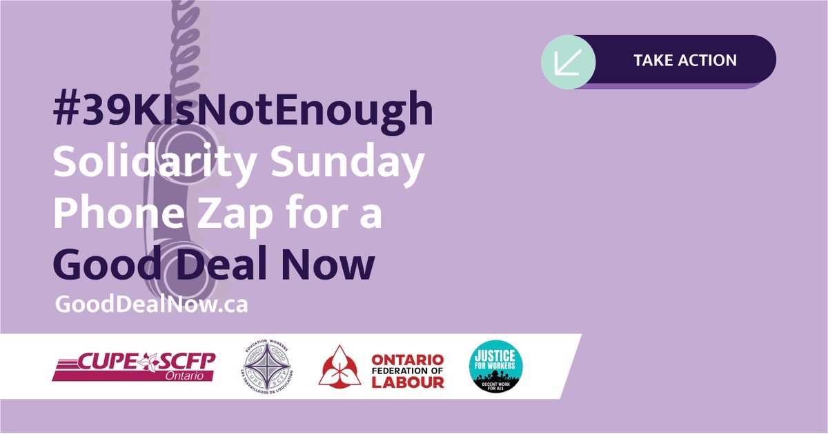 The action doesn’t stop on Saturday! We have to keep building pressure.

Join us on Sunday from 6 p.m. – 7 p.m. to flood MPPs phone lines at our Phone Zap for a Good Deal Now, as they get ready to go to Queen’s Park Monday.

RSVP here: us02web.zoom.us/meeting/regist…

#OnPoli #OntEd