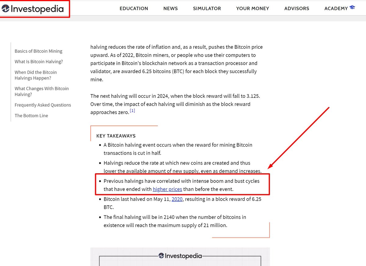 teagelass's tweet photo. According to Investopedia: 

"Previous halvings have correlated with intense boom and bust cycles that have ended with higher prices than before the event." https://t.co/XhSeiSRjPl