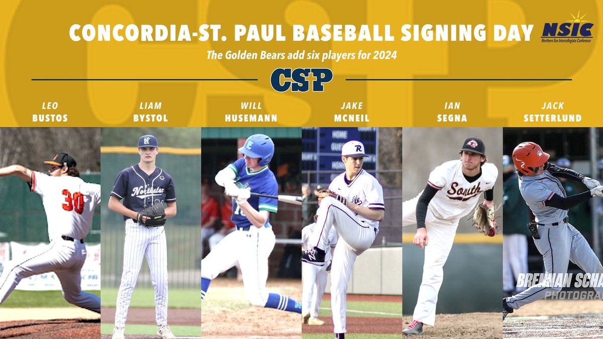 CSPBears's tweet photo. NEWS: @CSPBearsBase announces six players for the 2024 season

#BeGolden | #WeAreCSP | #NSICBASE

https://t.co/zrnfqbyRzh https://t.co/6XtC39s0ZP