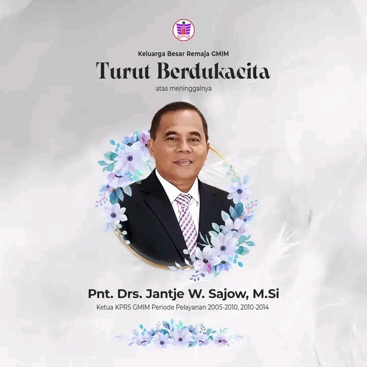 Berharga di mata TUHAN kematian semua orang yang dikasihi-Nya. Mazmur 116:15

Remaja GMIM Berduka.
Telah meninggal dunia hari Kamis, 10 November 2022 Jam 19.20 di RS Sentra Medika:

Pnt. Drs. Jantje Wowiling Sajow, M.Si