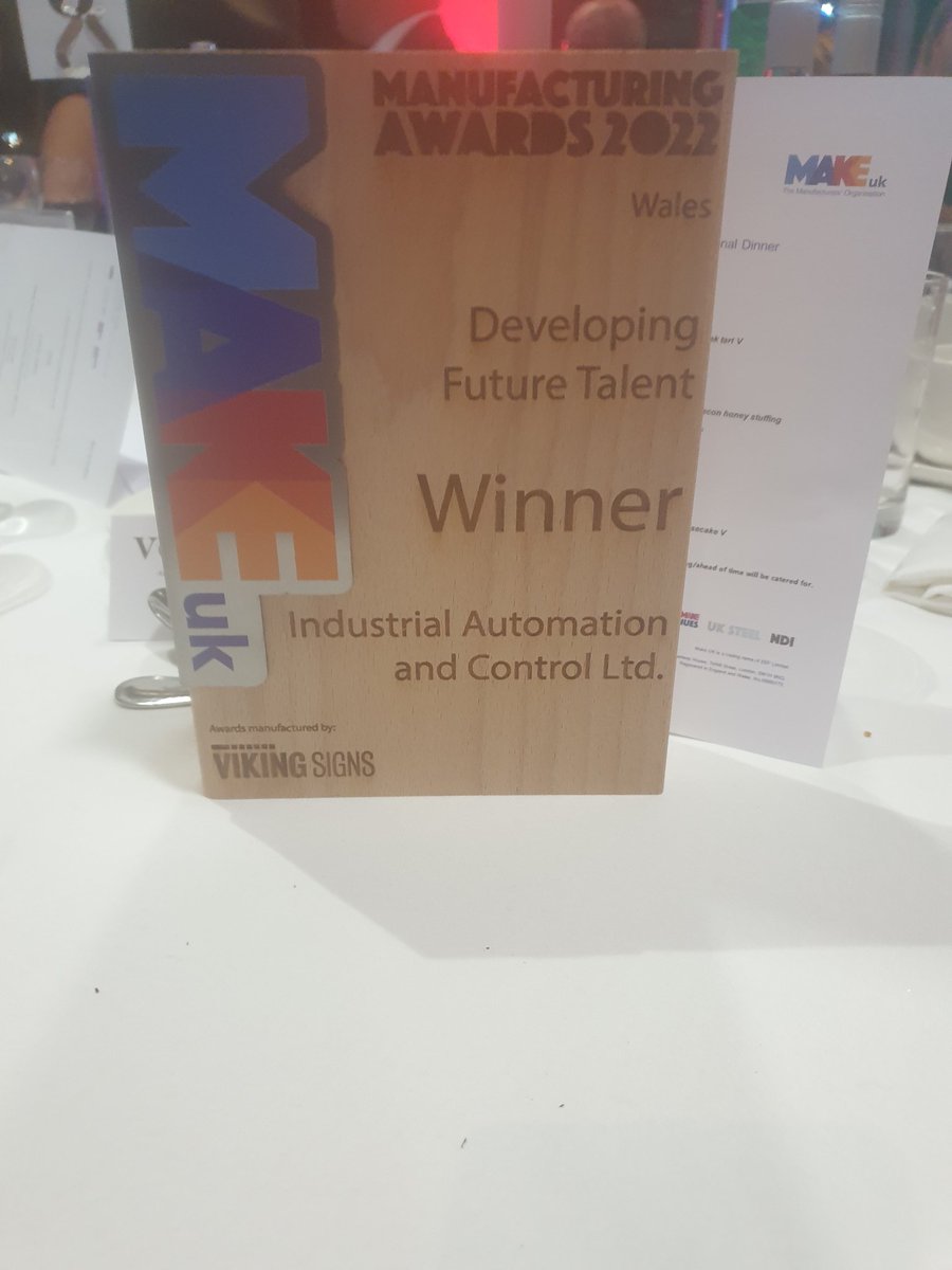 IAC_Group's tweet photo. Incredibly proud to have won the @MakeUK_  Wales regional award for developing future talent #mfgdinner 
Next up the National awards in London #manufacturing https://t.co/FN3JNYrH5P
