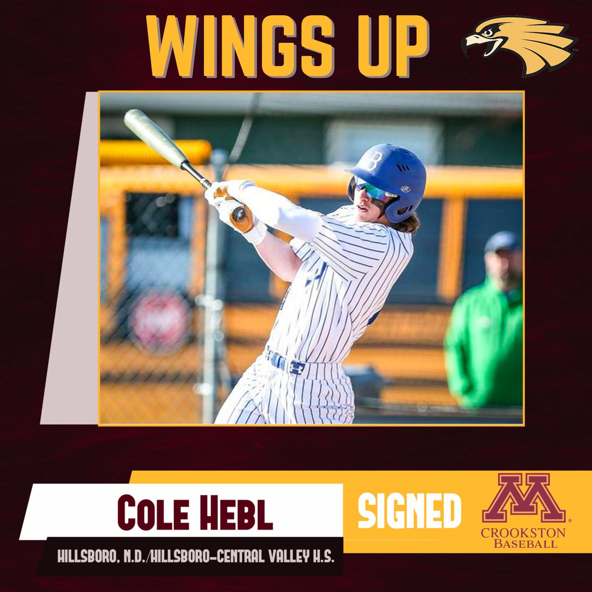 Another multi-sport athlete joins <a href="/UMCBaseball/">UMC Baseball</a>! Welcome Cole Hebl (Hillsboro, N.D.) to Golden Eagle Nation!

#WingsUp