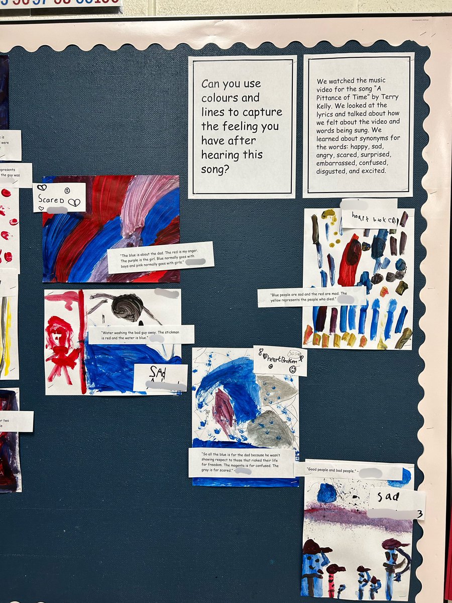 stephanieckay's tweet photo. Students created representations of how they felt after watching/listening to “A Pittance of Time” by Terry Kelly. We learned about synonyms and were able to share our stories orally after completing our creations. #storyworkshop https://t.co/fzYu6wRVky