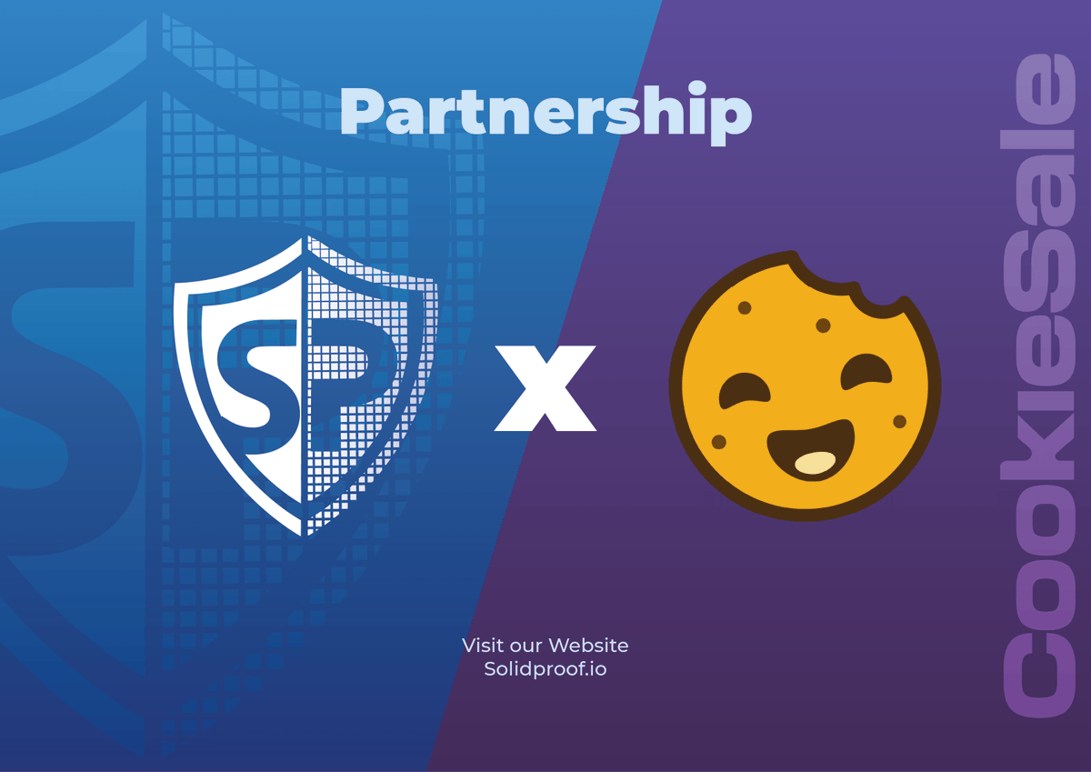 SolidProof_io's tweet photo. The @solidproof_news team is proud to announce that we are officially partnering with @cookiesaleio🚀
We provide audit, kyc and marketing services on their platform https://t.co/VK2XQqn0zp as whitelisted company.
looking forward
#solidproof #solidproof_audit #solidproof_kyc https://t.co/0zw8rOGRzt