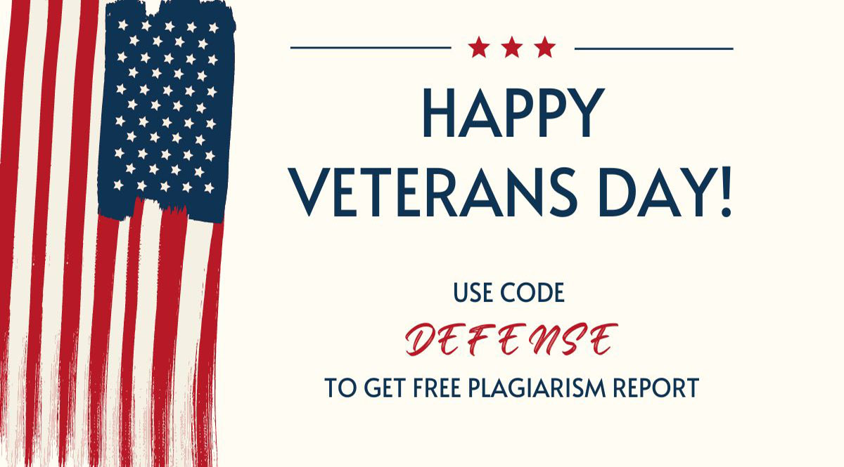 BestWritingAE's tweet photo. Happy Veterans Day! Use code DEFENSE and get Free Full PDF Plagiarism Report till November 12
https://t.co/iljQ7GX5Up
#holiady #writinghelp #discount #bestwritingservice https://t.co/XweWmsTXvR
