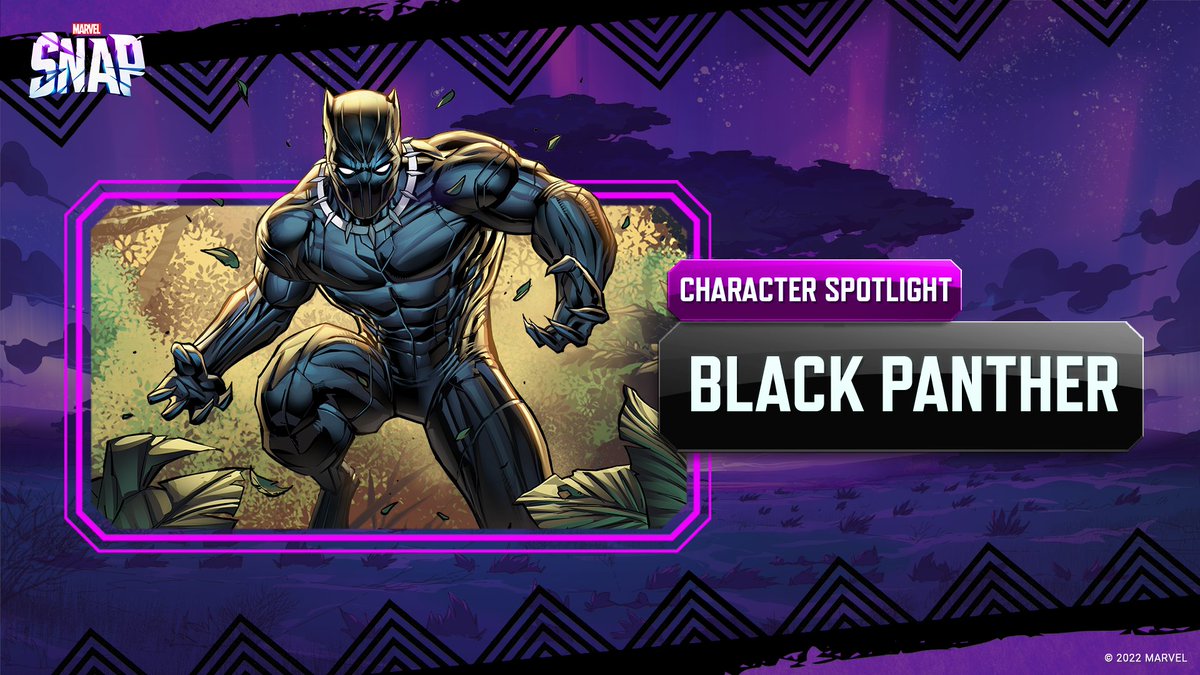 MARVELSNAP's tweet photo. Black Panther leads the way for the Warriors of Wakanda

Cost ⏹ 5
Power 🔴 4
On Reveal: Double this card's Power.

Include him alongside hand-buffing allies like Okoye and Nakia to play a super-powerful Black Panther! https://t.co/qwv59gYfgb