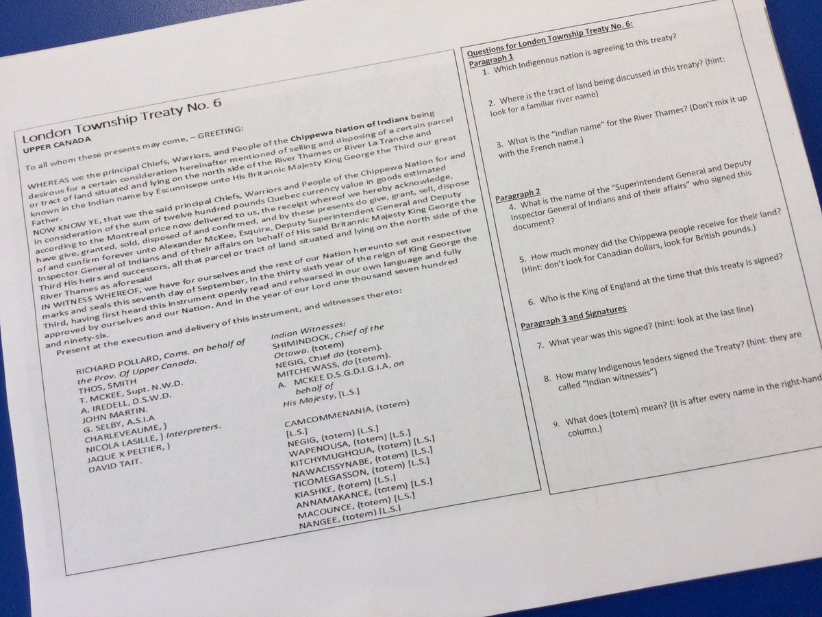 Hilton_MRK's tweet photo. Today the Grade 5/6’s learned about Treaty #6, the London Township Treaty of 1796. This treaty is where our school community is situated on. It is important for all of us to know about and honour the treaties that can be found throughout Canada. @tmdenomme @downiewenjack @LDCSB https://t.co/m2svT9OVxb