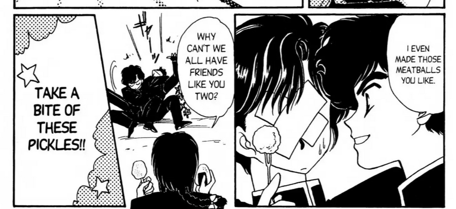 CLAMP understands the heated drama between men in toku and chose to parody this as the idiot boy of the team saying things that make it seem like they're a couple and the villain commenting loudly every time they fight about how they're "SUCH good friends" 