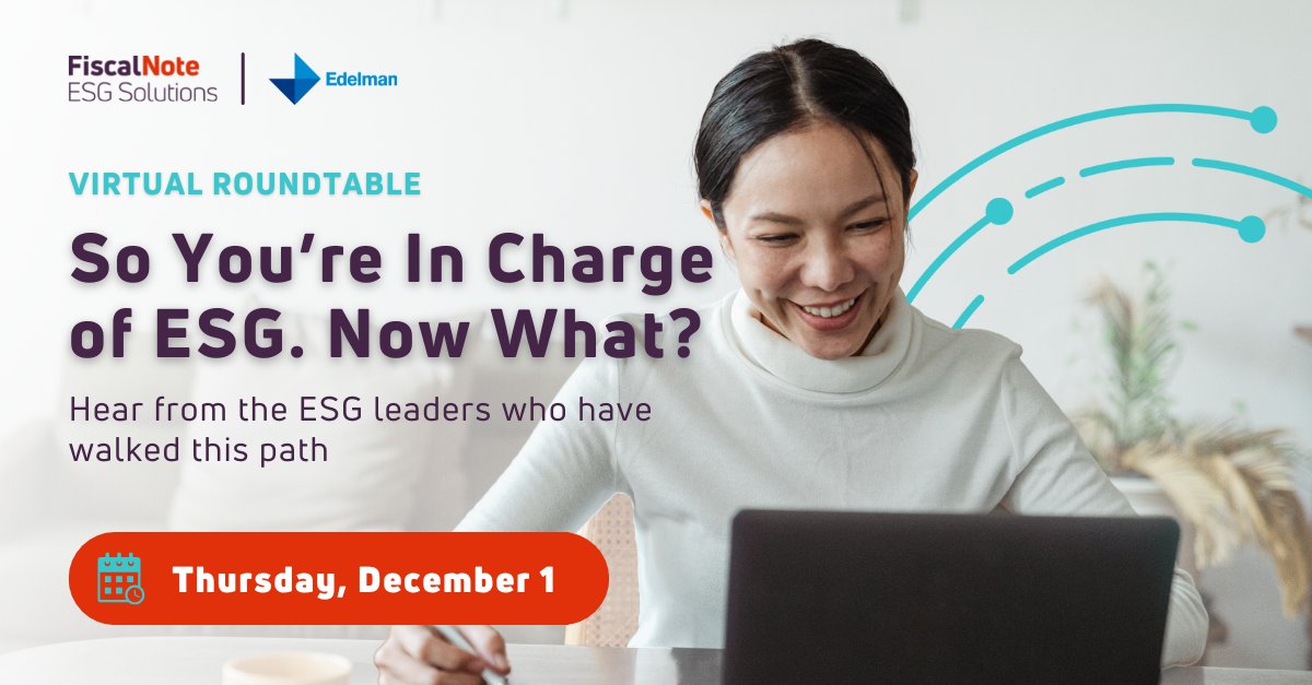 There is no playbook or a one-size-fits-all approach to getting started with #ESG. 

📣 Join our virtual roundtable on December 1st, 2022, at 11:00 PM ET ESG leaders discuss expectations and acing your first ESG leadership role.

👉 Register Now: lnkd.in/gbnK3-bi