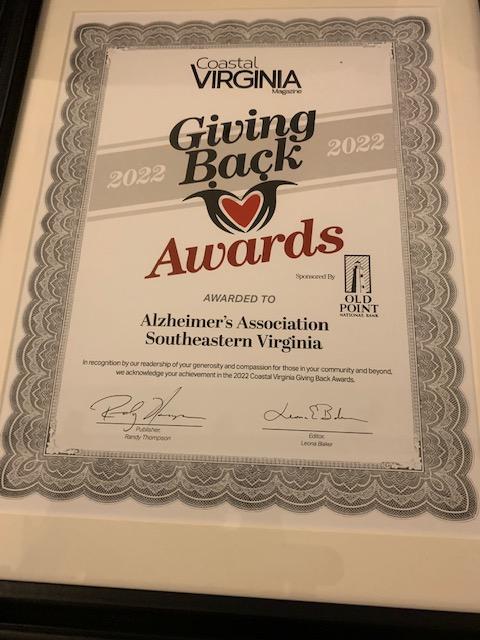 Alzheimer's Association - Southeastern VA Chapter (@alzseva) on Twitter photo Last night we were honored to be included as an honoree of the 2022 Giving Back Awards, presented by <a href="/vistagraphicsvb/">VistaGraphics, Inc</a> and <a href="/coastalvamag/">Coastal Virginia Mag</a>, joining fourteen other nonprofit organizations and seven businesses. Thank you, Coastal Virginia Magazine!
#covagivingback #covamag Last night we were honored to be included as an honoree of the 2022 Giving Back Awards, presented by <a href="/vistagraphicsvb/">VistaGraphics, Inc</a> and <a href="/coastalvamag/">Coastal Virginia Mag</a>, joining fourteen other nonprofit organizations and seven businesses. Thank you, Coastal Virginia Magazine!
#covagivingback #covamag