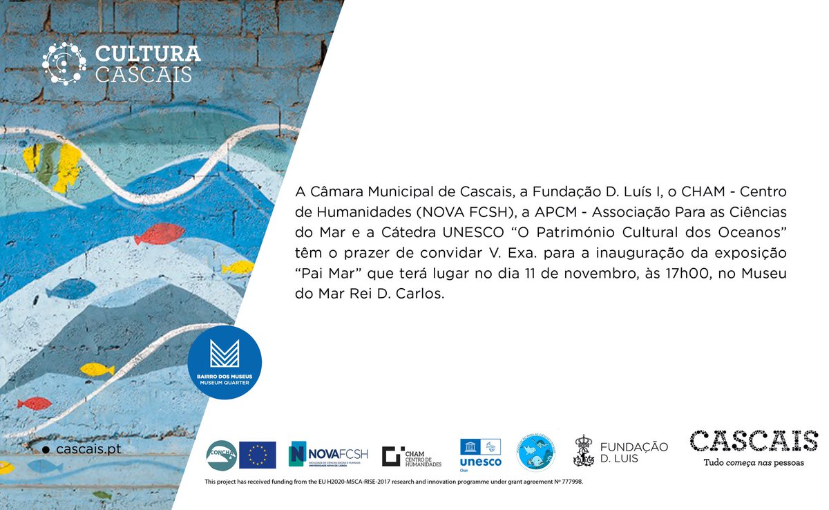 ChairOceans's tweet photo. CONVITE 📷 Inauguração PAI MAR 
🌊
11.11.2022
Museu do Mar Rei D. Carlos
@CMCascais 
Este é um trabalho fotográfico de Hermano Noronha desenvolvido em #CaboVerde no âmbito da @MSCActions CONCHA e da @ChairOceans.
@APCM_ONG 
@CentroCham @nova_fcsh 
#fotografia #bluehumanities https://t.co/gxGyrc09pM