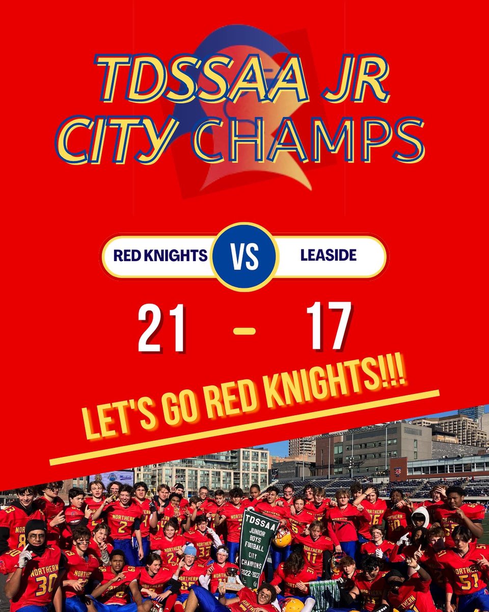 Both your JR and SR Red Knights fought back to be crowned as <a href="/TDSSAA_TDSB/">TDSSAA Athletics</a> city champs. 👑🧹

Let’s goooooooooo

#piecesofeight ⚔️ #builtintoronto 

❤️💛💙