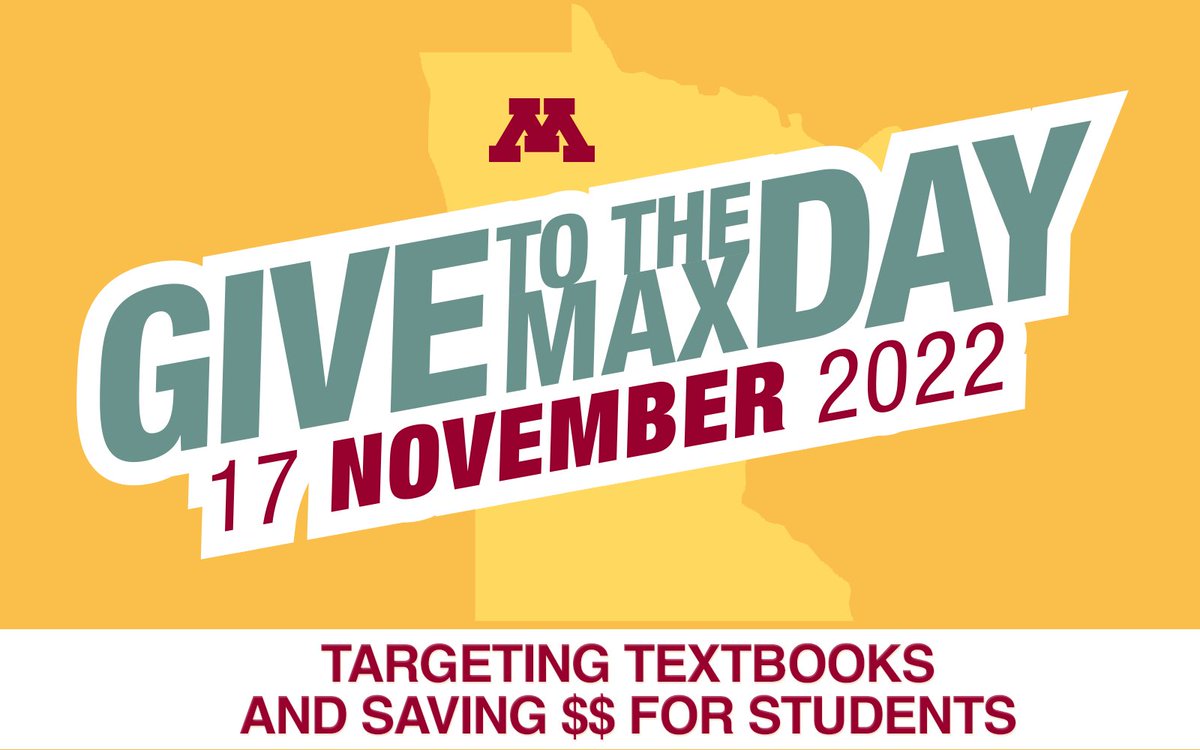 umnlib's tweet photo. #GiveToTheMaxDay is one week away! With a gift to the #UMN Libraries on Thursday, Nov. 17, you’ll be supporting our free online textbook program for students. #GTMD22 #TargetingTextbooks #UMNGive https://t.co/PurUThFqUb https://t.co/jQl9JjHAWu