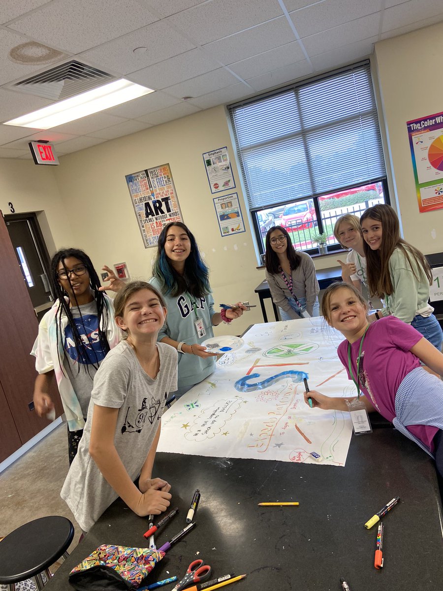 CPJH_CraftClub's tweet photo. @CPJH_NJAHS and Cougar Den peeps working on Anti-Bullying Week Banners! @TISDCPJHS #Service #Character @CPJH_Art @cpjh_counselors #KnowYourImpact https://t.co/VRgeuaKJDa