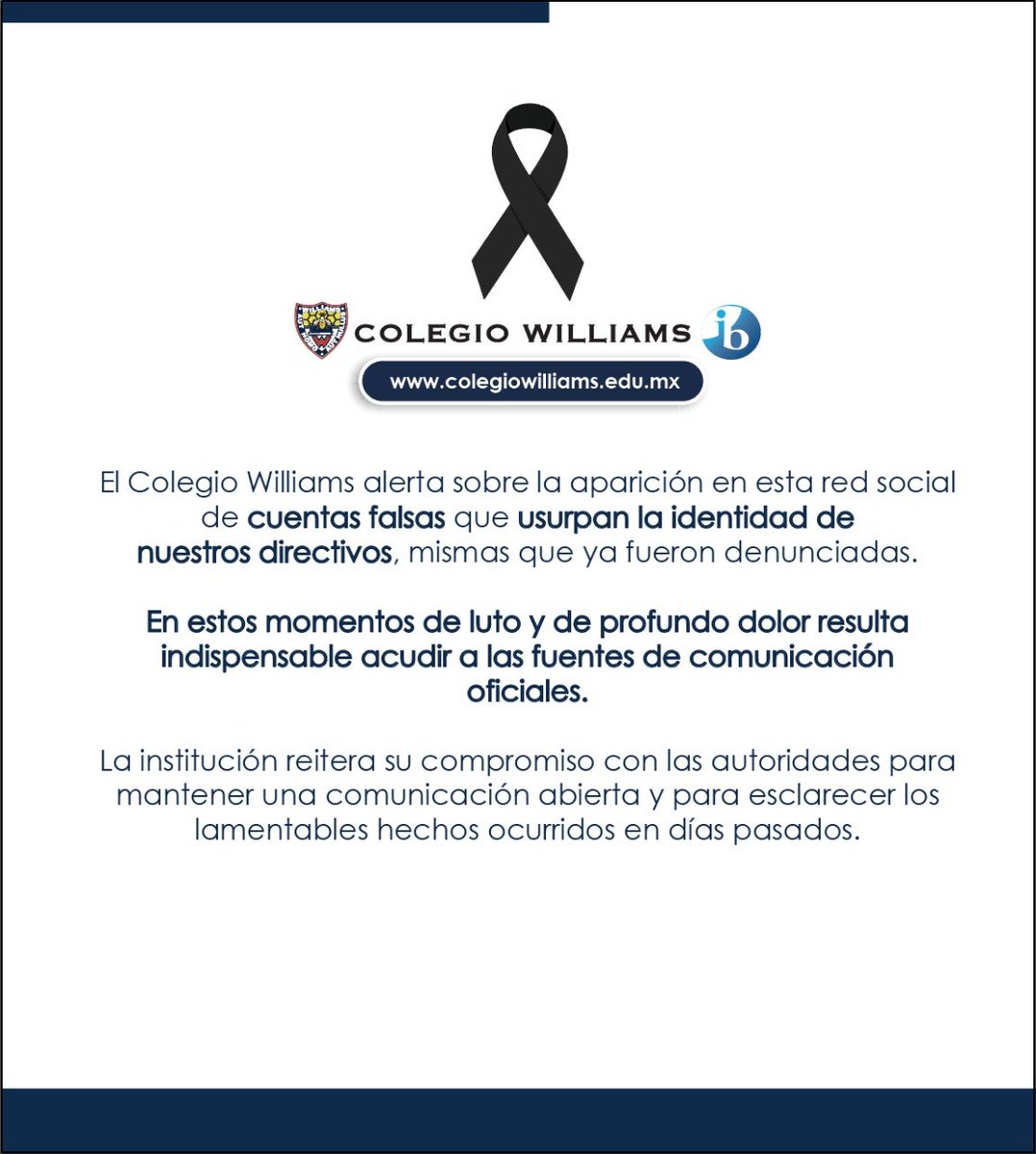 azucenau's tweet photo. En medio de las investigaciones por el caso de Abner, el niño que falleció ahogado en una alberca del #ColegioWilliams, la institución emitió un comunicado este jueves en el que alertó que existen cuentas falsas en redes sociales que usurpan la identidad de los directivos. https://t.co/MCv2p18uYF