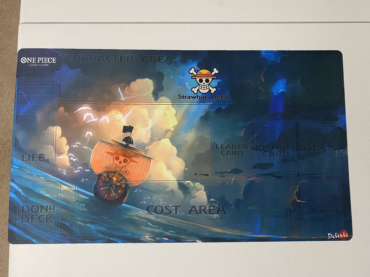 StrawhatDeku's tweet photo. My custom One Piece TCG Playmat came in today! So excited to start using it, counting down the days to full release! #OnePiece #OnePieceCardGame #OnePieceTCG https://t.co/36gEC3JdbC