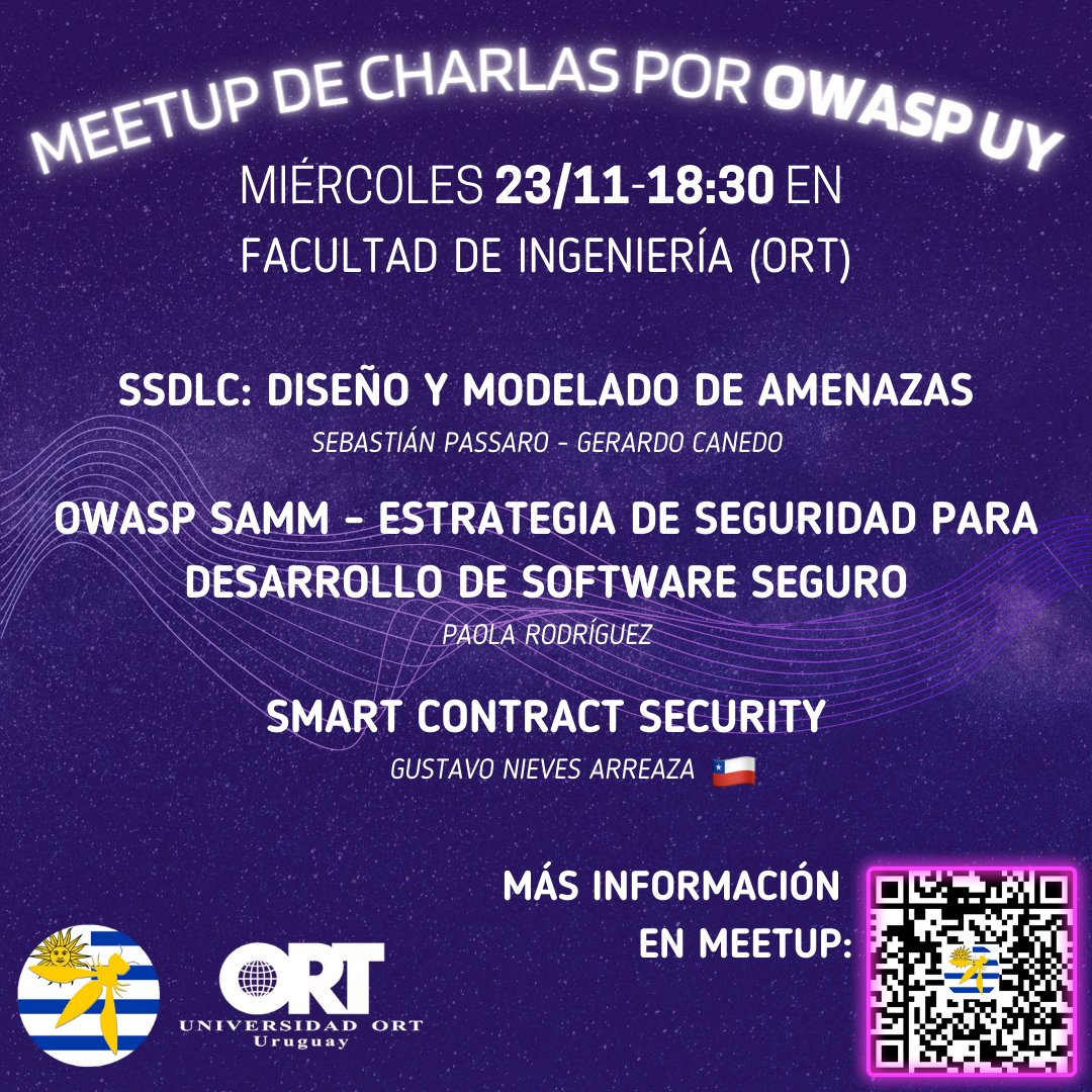 owasp_uy's tweet photo. ¡Nueva meetup de charlas con speakers invitados!

Los invitamos a participar de las siguientes tres exposiciones con temas muy diferentes, pero con la seguridad como factor común.

Para más información de las charlas y ubicación, ver el Meetup del evento: https://t.co/ztVuk5WztF https://t.co/1LS2FeQDRX