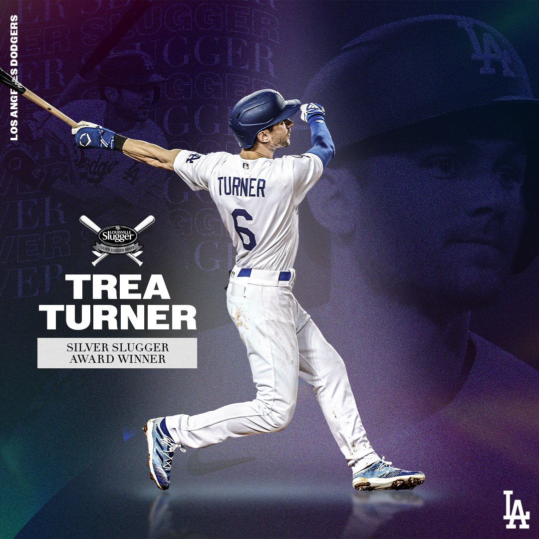 Los Angeles Dodgers (@dodgers) on Twitter photo Well deserved. Congratulations <a href="/treavturner/">Trea Turner</a> on your first career Silver Slugger Award! Well deserved. Congratulations <a href="/treavturner/">Trea Turner</a> on your first career Silver Slugger Award!