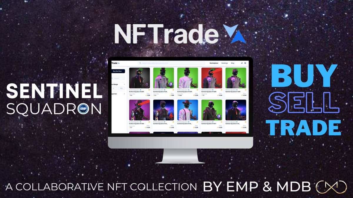 The Sentinel Squadron NFTs are a high utility collection, delivering pure passive income. Giving holders the ability to build lucrative positions in two of the most trusted projects in DeFi.

Find them on NFTrade: nftrade.com/collection/sen…