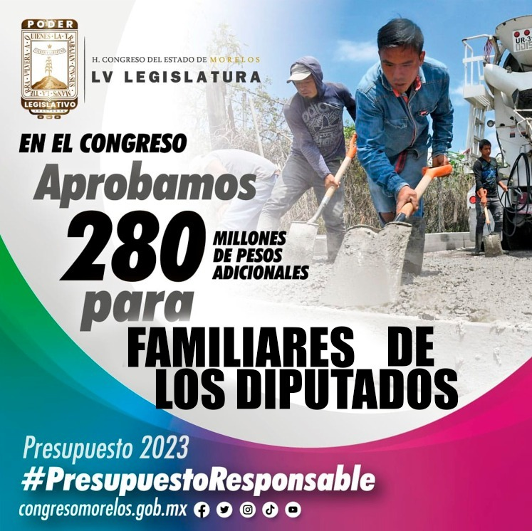 #DeBuenaVoluntad Los Diputados y Diputadas de Morelos aprobamos 280 millones de pesos adicionales para apoyar a NUESTROS familiares y amigos.

No es nuestra culpa que ustedes hayan nacido pobres.