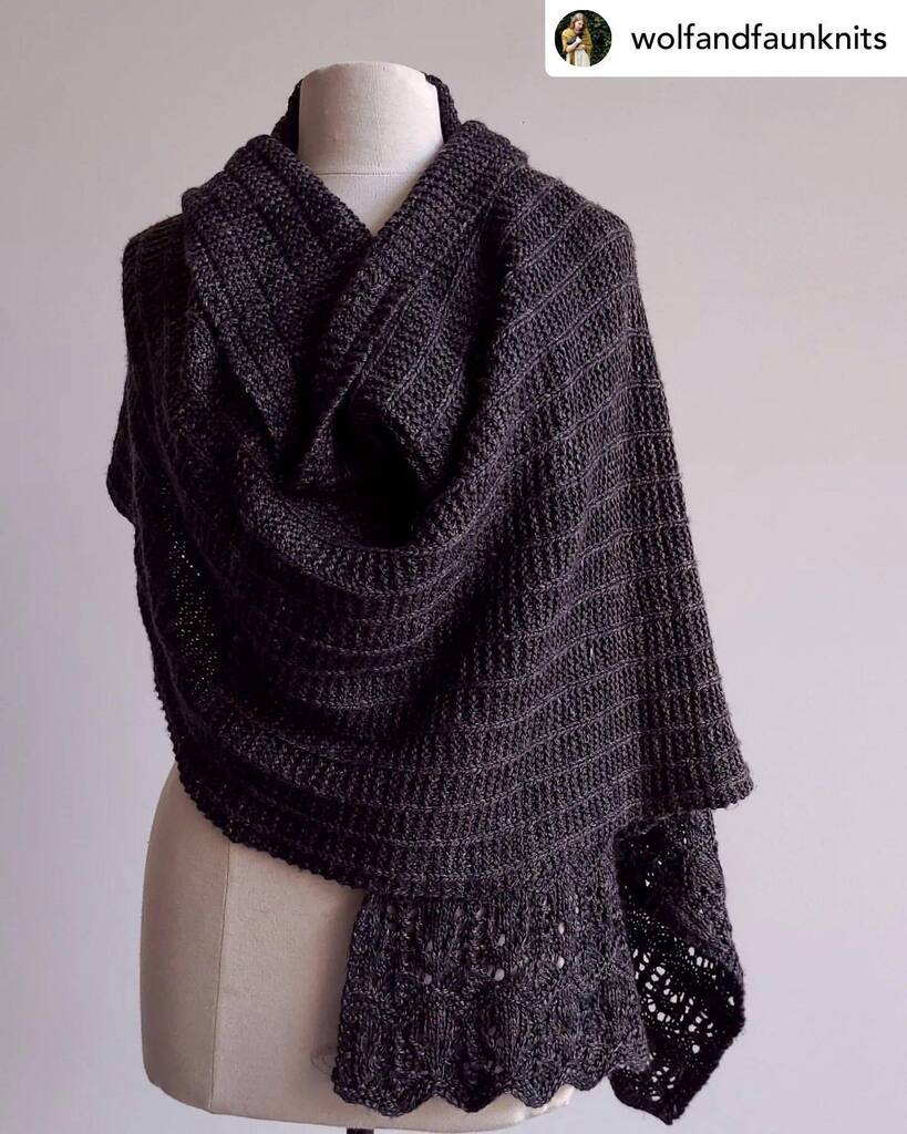 Posted <a href="/withrepost/">Repost app</a> • @wolfandfaunknits Thank you for the warm reception for the Black Creek Wrap (or shawl 🤔).

I just love how much of a blanket it is! 

Thank you to everyone for your support. From the purchasing, to the sharing my posts, to the lo… instagr.am/p/CkzHG1UPM8B/