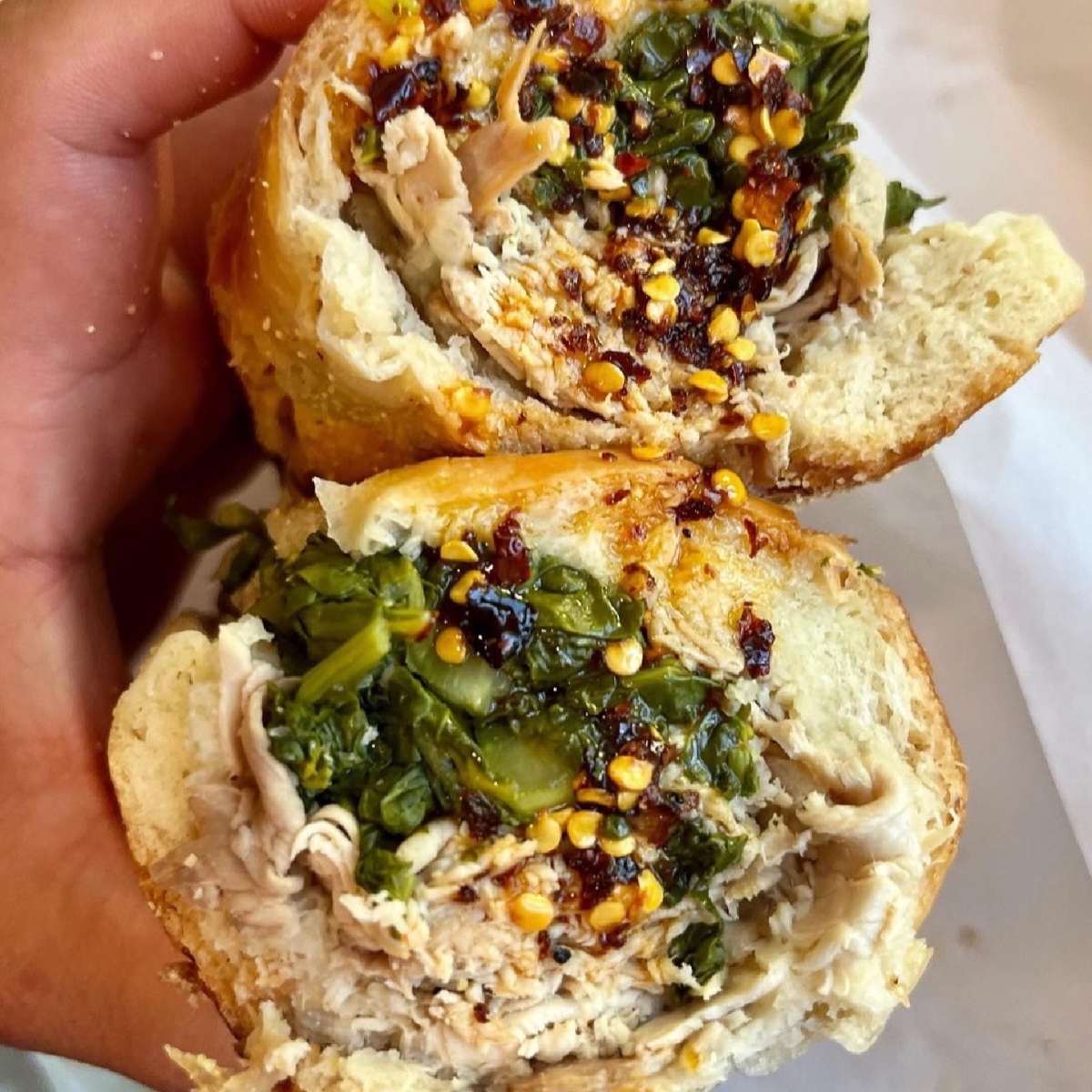 "Arguably one of the best sandwiches to drizzle some Dorazo’s over. The ever reliable roast pork.

If you couldn’t tell, this sandwich is from <a href="/tommydinics/">Tommy DiNic's RTM</a> and it’s phenomenal." 📸: @dorazopeppers #eatbroccolirabe #broccolirabe #hoagielovers