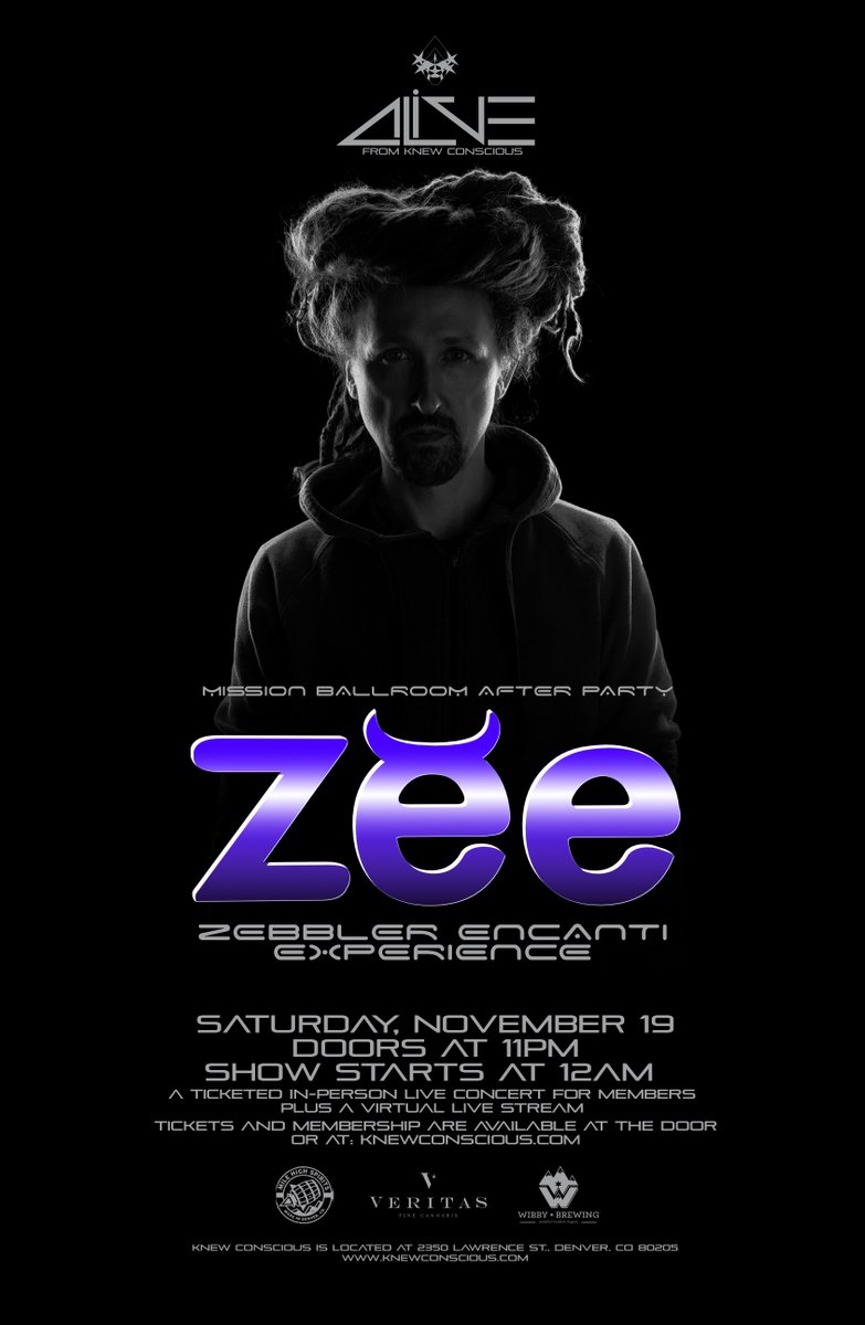 ZEE is playing at Knew Conscious in Denver on Saturday, November 19th. Doors are at 11 and music starts at 11 and goes until late. Come by after Liquid Stranger at Mission Ballroom and keep the music going all night long!
Tix &amp; membership sign up here: knewconscious.com/shows/zee