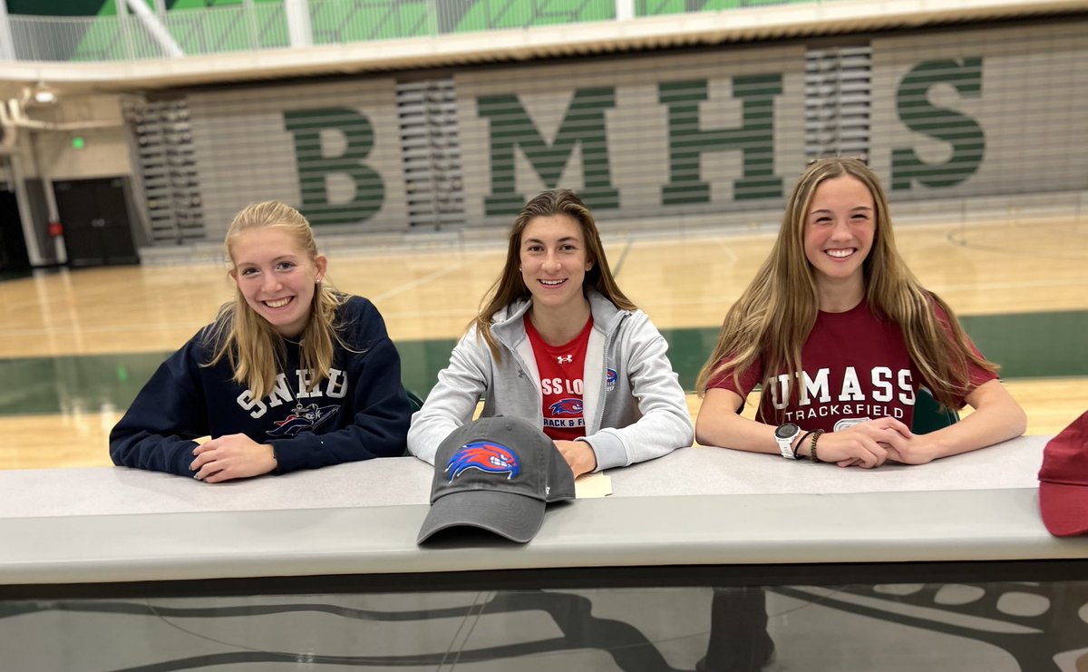 We are so proud of these three girls!  Fantastic students, leaders, athletes, people.  They’ve worked so hard to be where they are today. 

Congratulations to Deirdre Bailat (SNHU), Emily Burdick (UMass Lowell) and Anna McElhinney (UMass Amherst)!