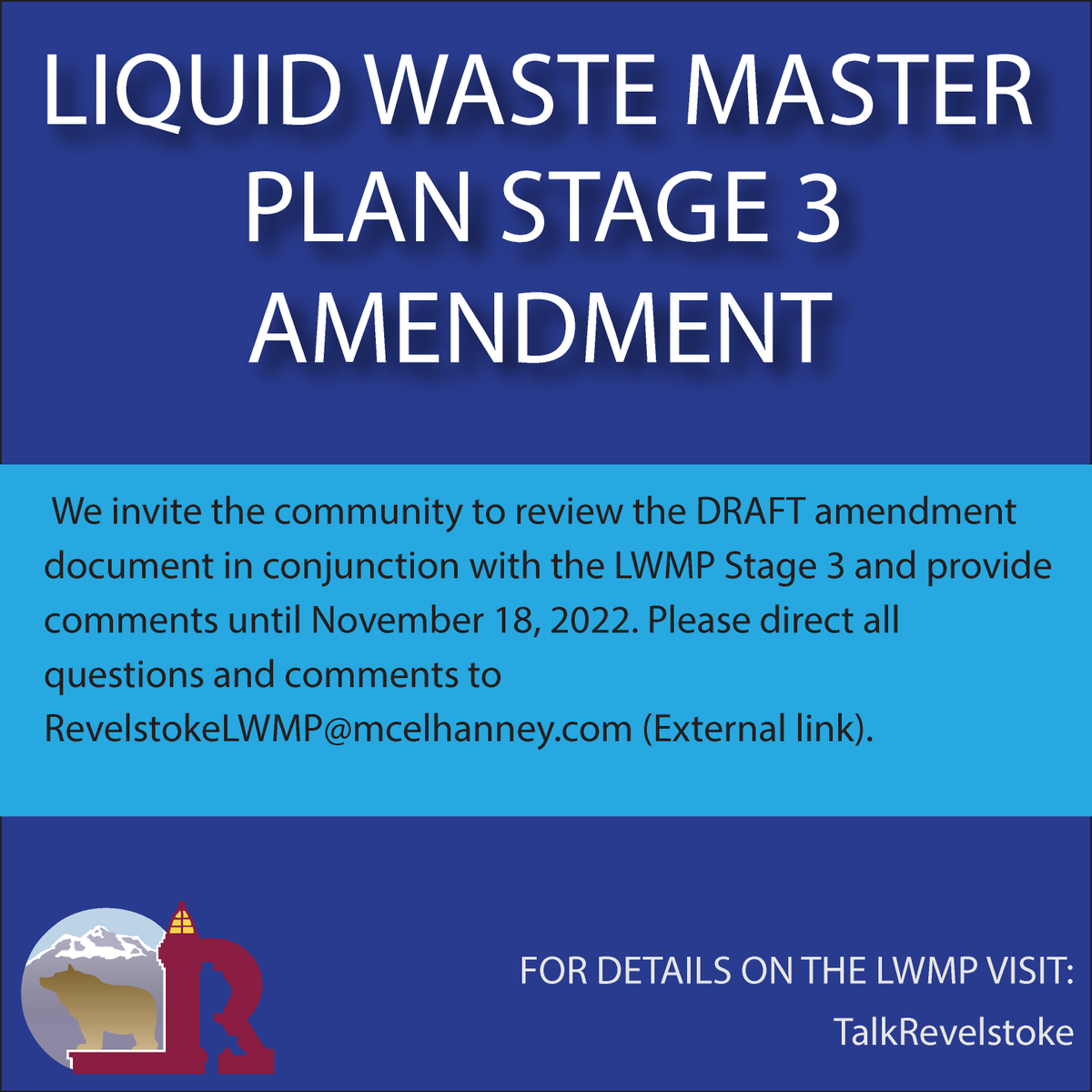 Upon City Council approval of the Liquid Waste Management Plan Stage 3 in August 2021, it was sent to the Ministry of Environment and Climate Strategy (BC ENV) for consideration and approval. BC ENV requested an amendment to address a few additional items.
#cityofrevelstoke #LWMP