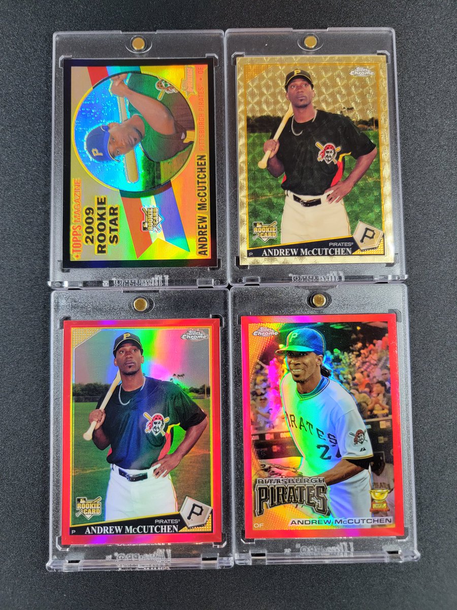 frank_lubatti's tweet photo. Probably the best mailday I will ever have. Shoutout to my friend @CollectingCutch for allowing me to land 4 grails in the same deal. The superfractor is the backdoored replacement. Basically a non-stamped 1/1.

Black /60
Both red are jersey number 22/25. https://t.co/mCjpqw8GpT
