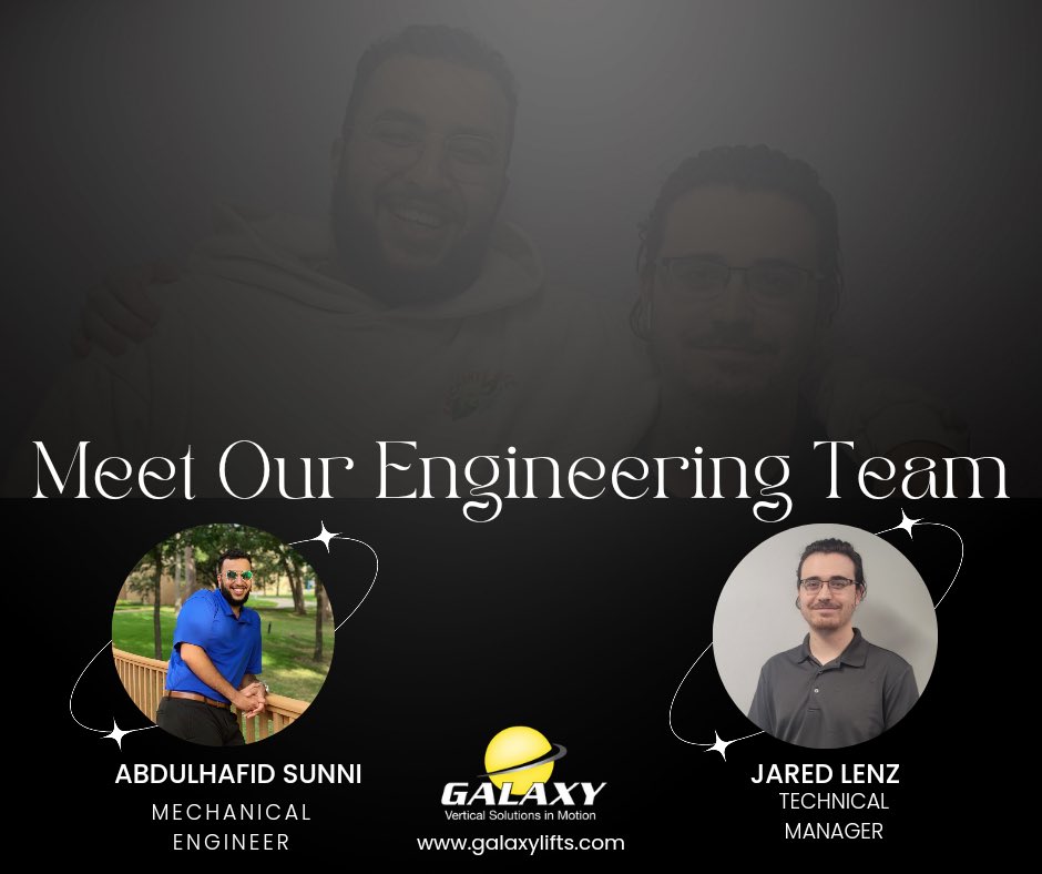 Meet Our Engineer Team

Abdulhafid Sunni is our Mechanical Engineer and has worked with Galaxy Unlimited, LLC for 2 1/2 years.

Jared Lenz is our Technical Manager and has worked with Galaxy Unlimited, LLC for 4 years.