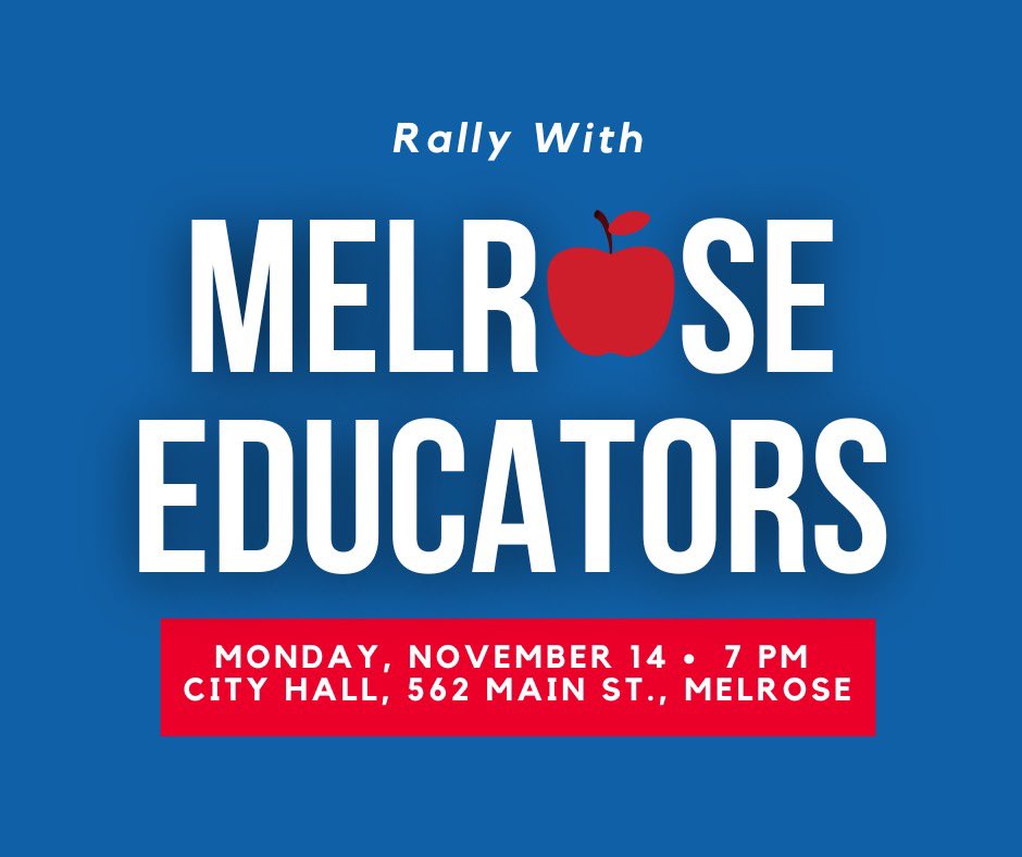 All are invited to the MEA rally at City Hall on Monday, November 14th at 7 pm 📢 <a href="/massteacher/">Massachusetts Teachers Association</a>