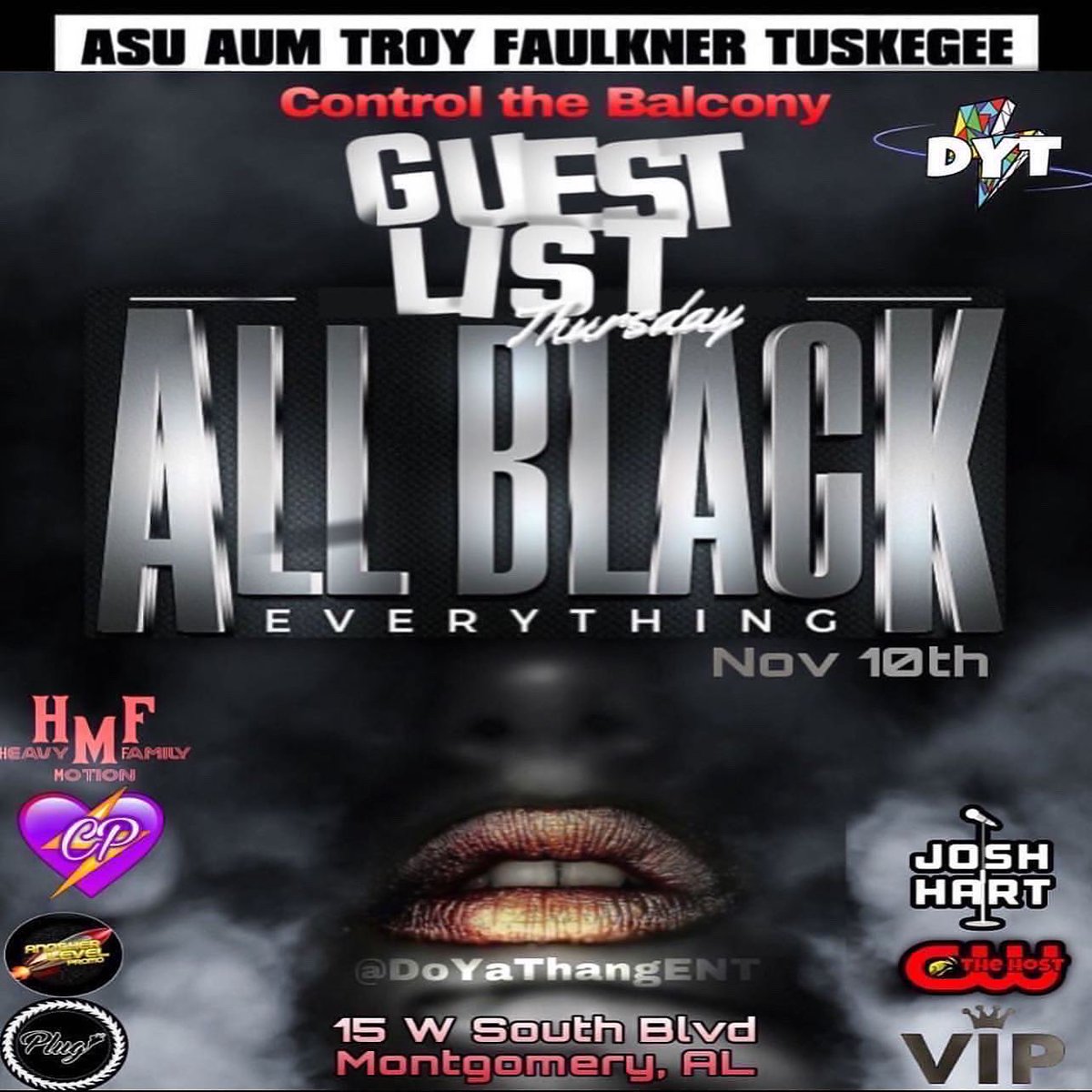 We will be postponing the event due weather &amp; technical difficulties. The event will be moved to a larger space &amp; everyone will be notified of the new date ASAP!Thank y’all for rocking with us⚡️ 

<a href="/DoYaThangENT/">IG: DoYaThangENT_⚡️</a> All Black Affair will continue as planned tonight!

#bamastate #myasu