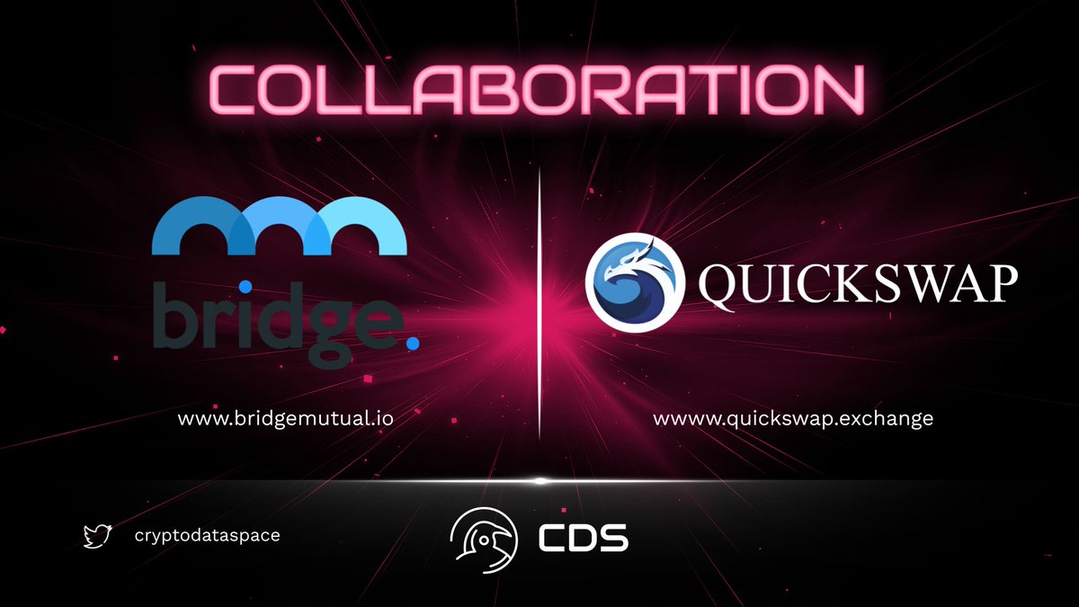 Bridge Mutual and QuickSwap Collaboration to Protect Assets You can reach our article where we explain the details from the link below👇 @QuickswapDEX @Bridge_Mutual @DeFi_Observer @DeFi_Tech cryptodataspace.com/bridge-mutual-… #collaboration #blockchain #blockchainnews #MetaverseNFT