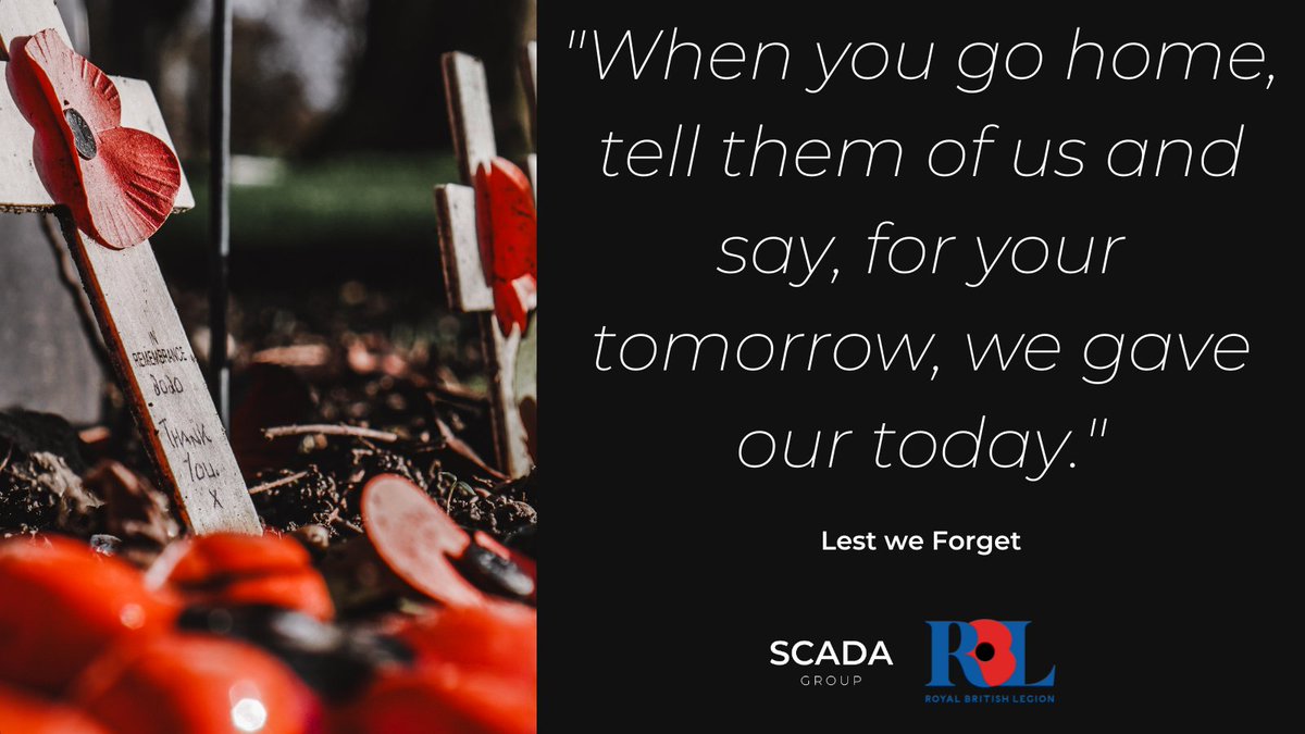 Scada_Group's tweet photo. Today is #RemembranceDay, a day to think of those who have lost their lives fighting for our country.

For those who've served; Thank you.

To donate to the Royal British Legion: https://t.co/PG51tdFQKd https://t.co/BOPt7C124p