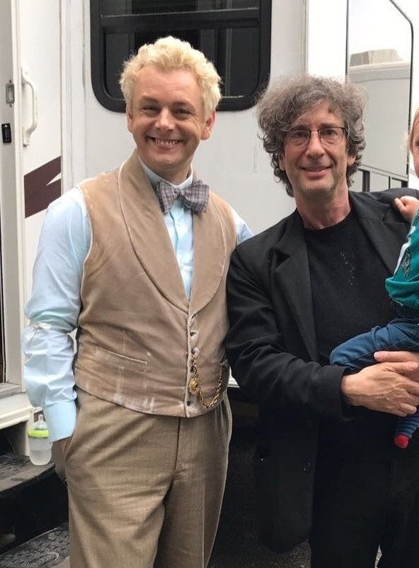 Aziraphale Of The Day: happy birthday Neil Gaiman!! have a slice of cake on us 