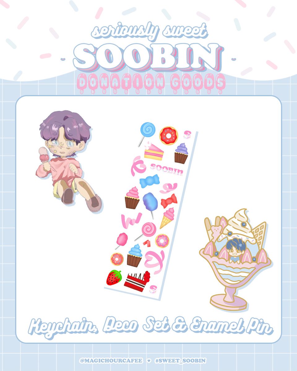 🍦Seriously Sweet Soobin 🍦

#SrslySweetSoobin locations have been announced! 🍭

We are also proud to announce a Super Sweet raffle in collaboration with <a href="/kloudkpop/">Kloud K-Pop! ☁️</a> 

Find all the forms here:linktr.ee/magichourcafee

#TXT   
<a href="/TXT_Members/">TOMORROW X TOGETHER</a>

#Sweet_Soobin #SrslySweetSoobin
