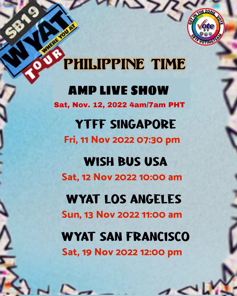 SB19_VotingTeam's tweet photo. 🚨ALERT! ALERT!

🗓Save the date! 

Wishing our Ppop Kings with the loads of love &amp; happiness for the journey scheduled.💙 

A’tin eyebags era!😂

@SB19Official #SB19 
#WhereYouAtSB19 #WYAT #WYATTourLA #WYATReconnection https://t.co/9vIA0qX6m8