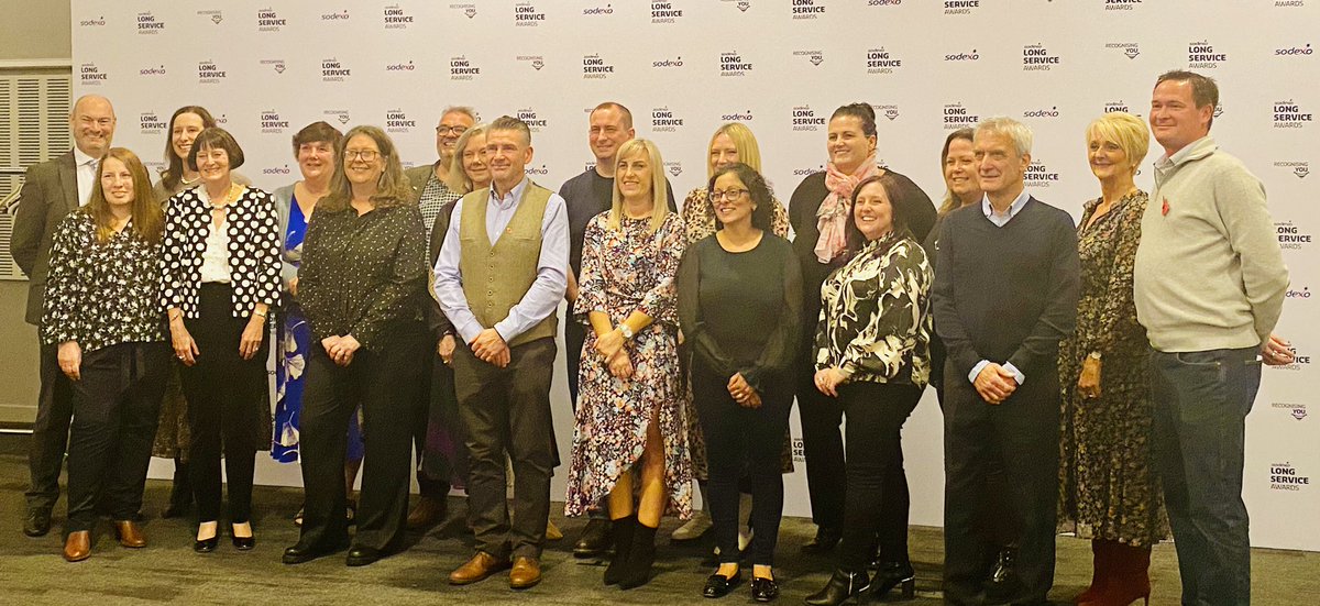 C_WilliamsHR's tweet photo. Celebrating our Long Service Awards with 550 years combined service from our central colleagues across 20, 30 &amp; 40 years. Amazing to be part of something greater and thank them for all they do for Sodexo each &amp; every day https://t.co/lOTkY0rwld
