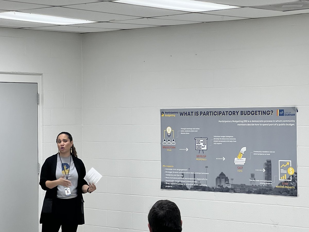 Attending the <a href="/CityofDurhamNC/">CityofDurhamNC</a> Participatory Budgeting Launch event at W.D. Hill…

Stay Tuned to <a href="/pbdurhamnc/">Participatory Budgeting Durham</a> for future updates.