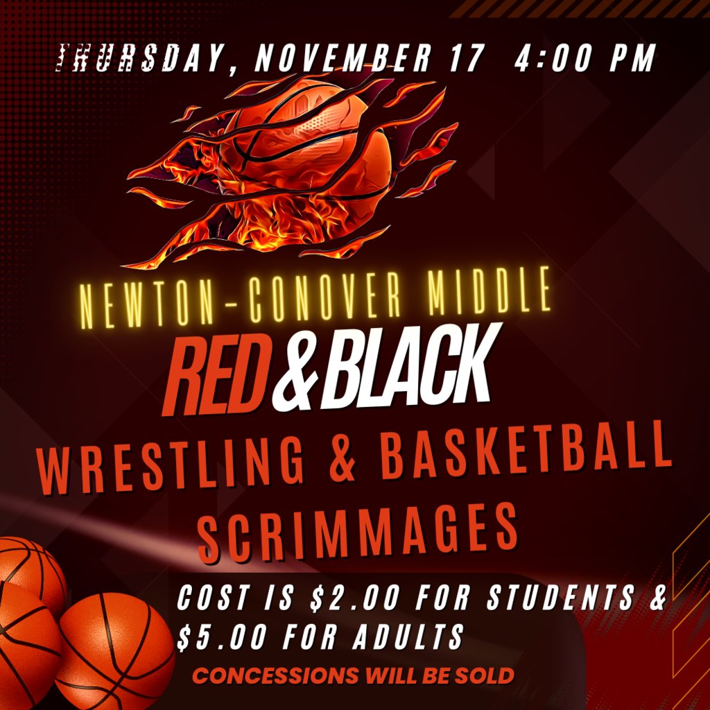 NCMS_STEM's tweet photo. RED &amp; BLACK are BACK! Come take a sneak peak at our 22-23 Wrestling team and Girls &amp; Boys Basketball teams this Thursday, November 17th at 4:00 pm. Wrestling will scrimmage first and then our girls and boys basketball will follow. https://t.co/JoQImema9v