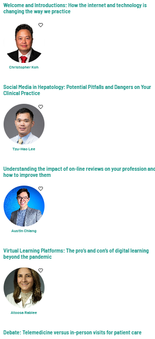 HowardTLeeMD's tweet photo. Hi! #LiveTwitter, if you miss some🔥#TLM22 sessions, check out the website https://t.co/DKTLNNjfcf

There are also🔥online exclusive sessions, including #SoMe &amp; #Tech in #Hepatology by @ChrisKohMD @AtoosaRabiee @AustinChiangMD @hepatitisihelpc @AndrewMMoon @sjhatch_joanne &amp; me👇 https://t.co/8CG4DrAchm
