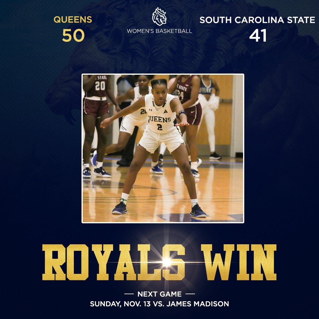 🚨𝑭𝑰𝑹𝑺𝑻 𝑫𝑰 𝑾𝑰𝑵🚨

The Royals earn their first win against a Division I opponent, defeating South Carolina State 50-41!

Queens improves to 2-0 and will face James Madison this Sunday!

#GoRoyals | #BeTheFirst | #EarnEverything