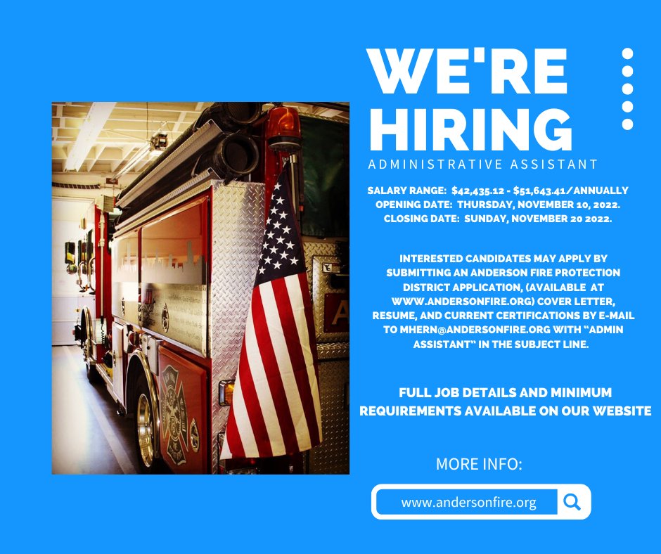 AndersonFire46's tweet photo. Employment Opportunity. https://t.co/7EfSzTafAK