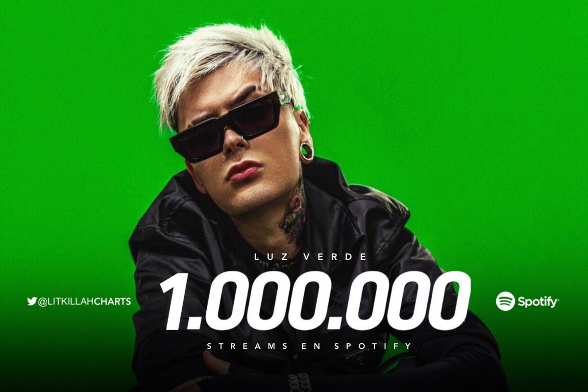 🧪 | 'LUZ VERDE', canción que forma parte del álbum 'SnipeZ' de LIT Killah, superó el millón de reproducciones en la plataforma de Spotify.

— Te dejamos el enlace directo para que sigas escuchando este tema y el resto de álbum!
🔗 open.spotify.com/album/1O0VHFd6…