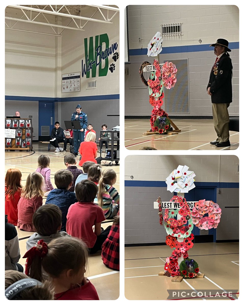 We had a beautiful Remembrance Day celebration today at Wix with a lot of wonderful student participation and we got to honour a Canadian veteran #MySD35Community #WixBearPride