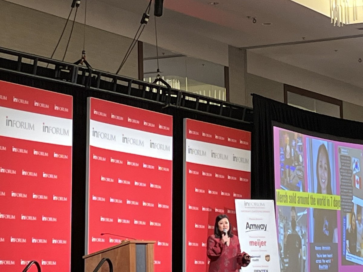 SympliCatherine's tweet photo. Watching @MichelleLiTV as keynote for West Michigan Capstone for @InforumMI!  I love how real you are, thank you for the inspiring conversation. I love your comment about bringing humanity to spaces.  #veryasian #DEI https://t.co/CFlAVLtW1X