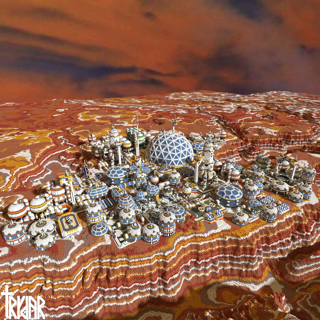 trydar9k's tweet photo. the mars map and spawn city are done! #mars #marsminecraft #minecraftmars #minecraftmegabuild #minecraftmegabuilds #minecraftspace #minecraftfuturistic #futuristicminecraft #futuristic #minecraftcity https://t.co/uryugsc9eK
