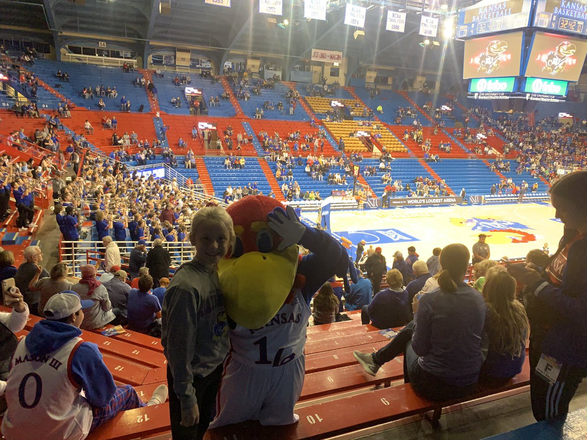 WesBook12's tweet photo. First game in Allen Fieldhouse for CJ! @book_erica #RockChall https://t.co/3aZbpN3LPl
